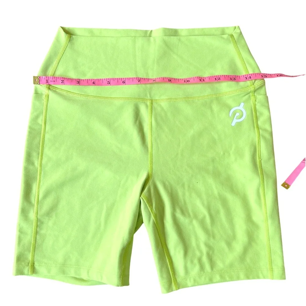 Peloton High Rise Pocket Bike Shorts‎ Women's Medium Neon Yellow EUC